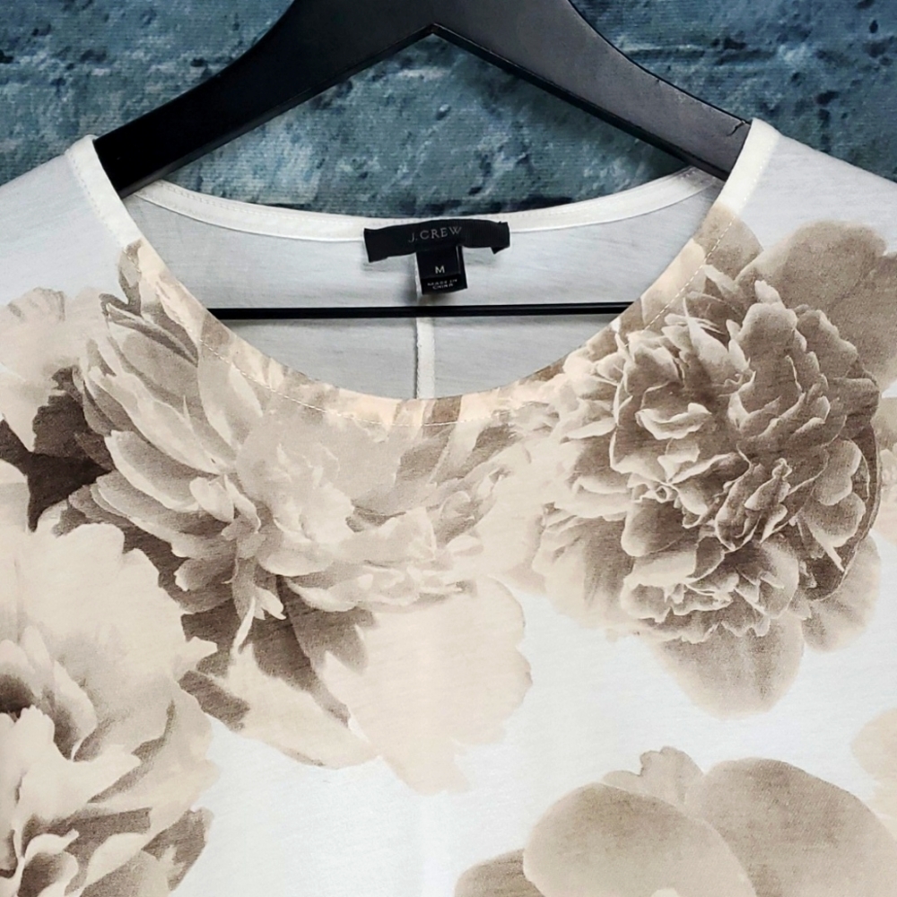 J. Crew | Bold Gypsy Boho Cottagecore Peach Floral T-Shirt Top - Picture 3 of 8